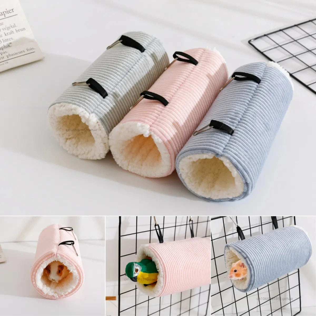 Hamster Plush Tunnel Hammock – Warm Cozy Nest for Small Animals