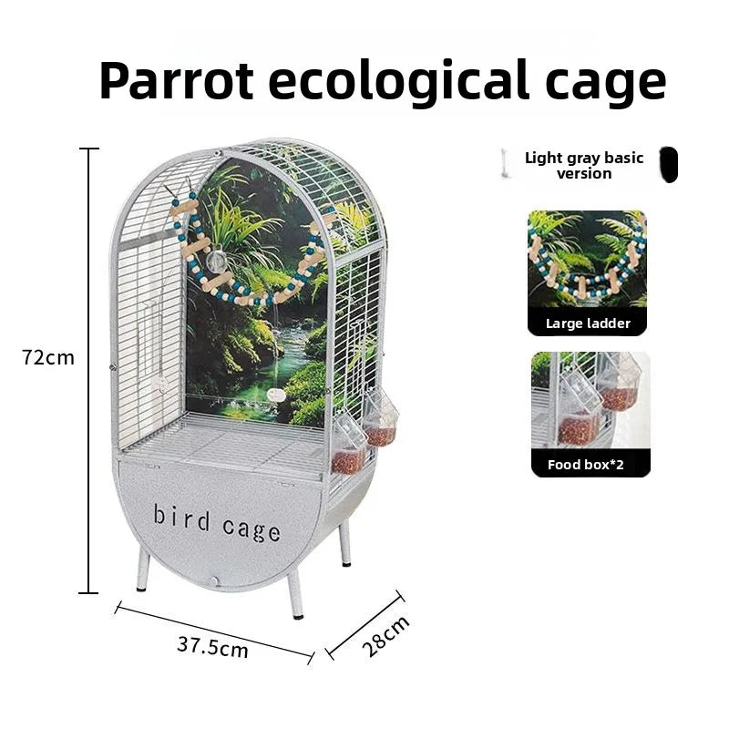 Large Bird Parrot Metal Acrylic Cage Easy Clean Bird-watching Ecological Villa Budgie Parrot Canary Pet Breeding Playground