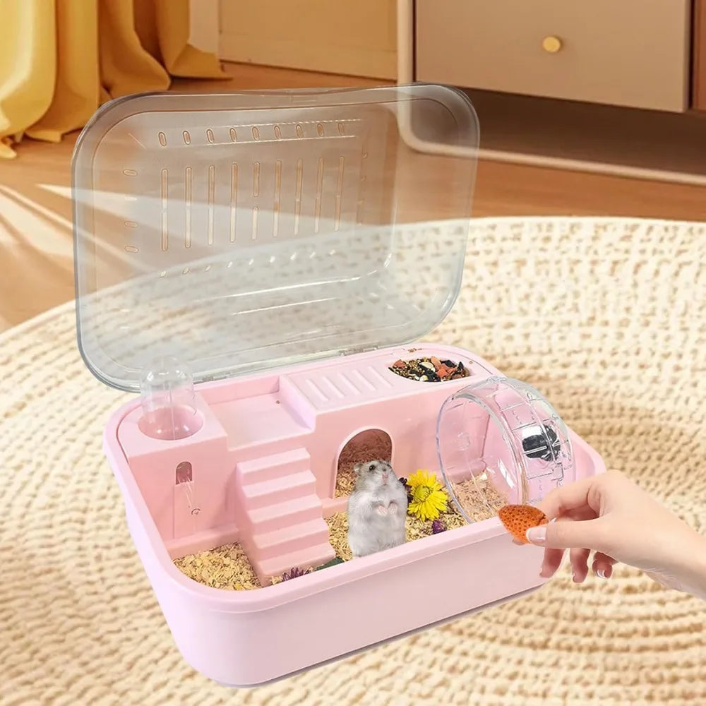 Portable Hamster Travel Cage – All-in-One with Wheel, Water Bottle & Food Bowl
