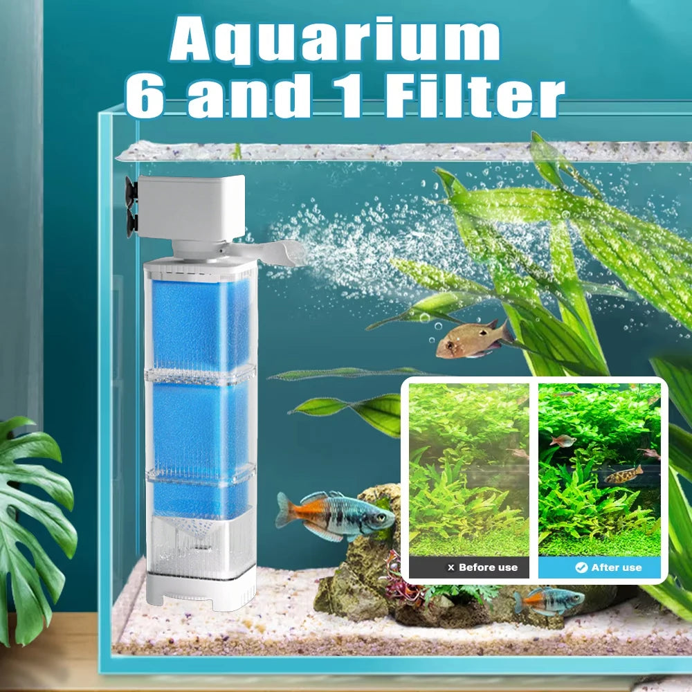 Aquarium Filter Pump Fish Tank Submersible Silent Air Oxygen Aerator Internal Water Pump Aquarium Air Pump Wave Maker 220v