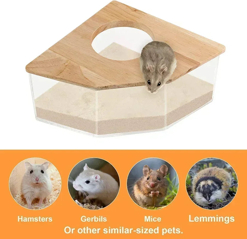 Hamster Sand Bath House – Anti-Spill Bathing Box for Small Pets
