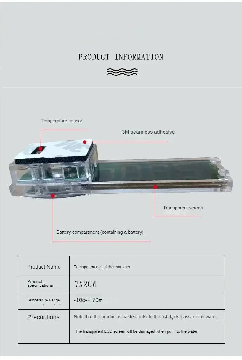 1pcs Aquarium Thermometer Electronic LCD Digital Fish Tank Temperature Measurement Fish Tank Temp Meter Aquarium Accessories