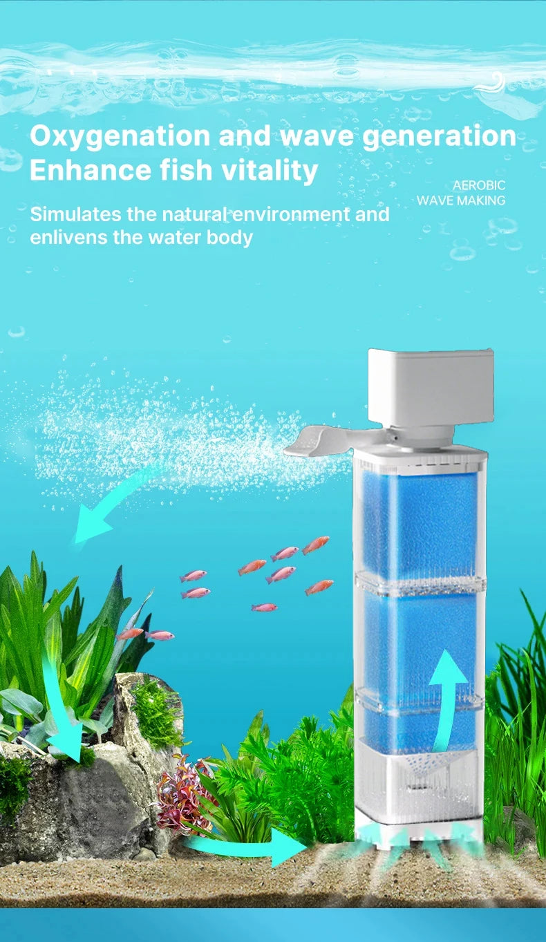 Aquarium Filter Pump Fish Tank Submersible Silent Air Oxygen Aerator Internal Water Pump Aquarium Air Pump Wave Maker 220v