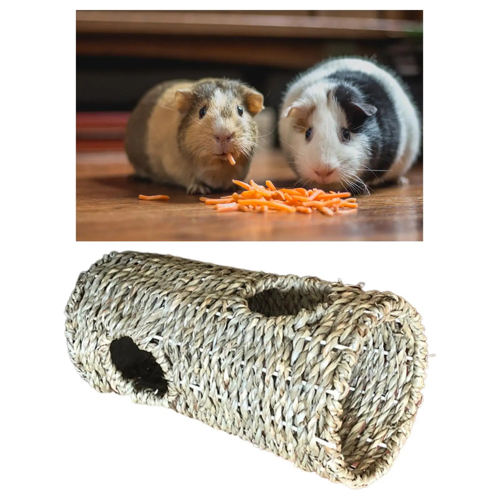 Hamster Grass Tunnel – Natural Straw Hideout Burrow for Small Animals