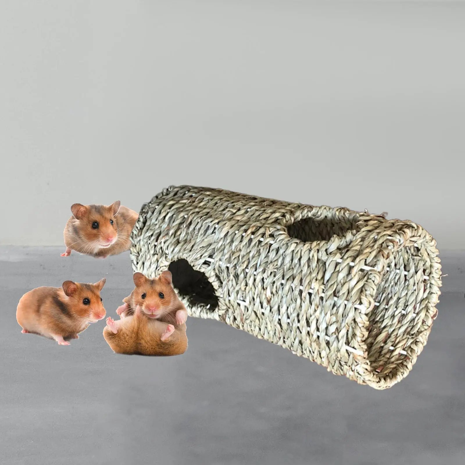 Hamster Grass Tunnel – Natural Straw Hideout Burrow for Small Animals