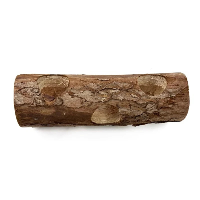 Hamster Wooden Tree Trunk Tunnel – Natural Hideout & Chew Toy for Small Pets