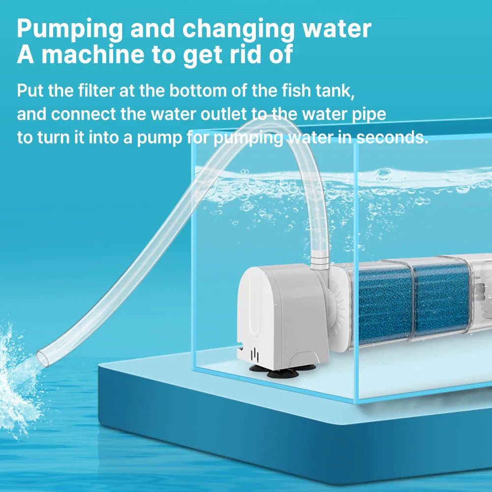 Aquarium Filter Pump Fish Tank Submersible Silent Air Oxygen Aerator Internal Water Pump Aquarium Air Pump Wave Maker 220v
