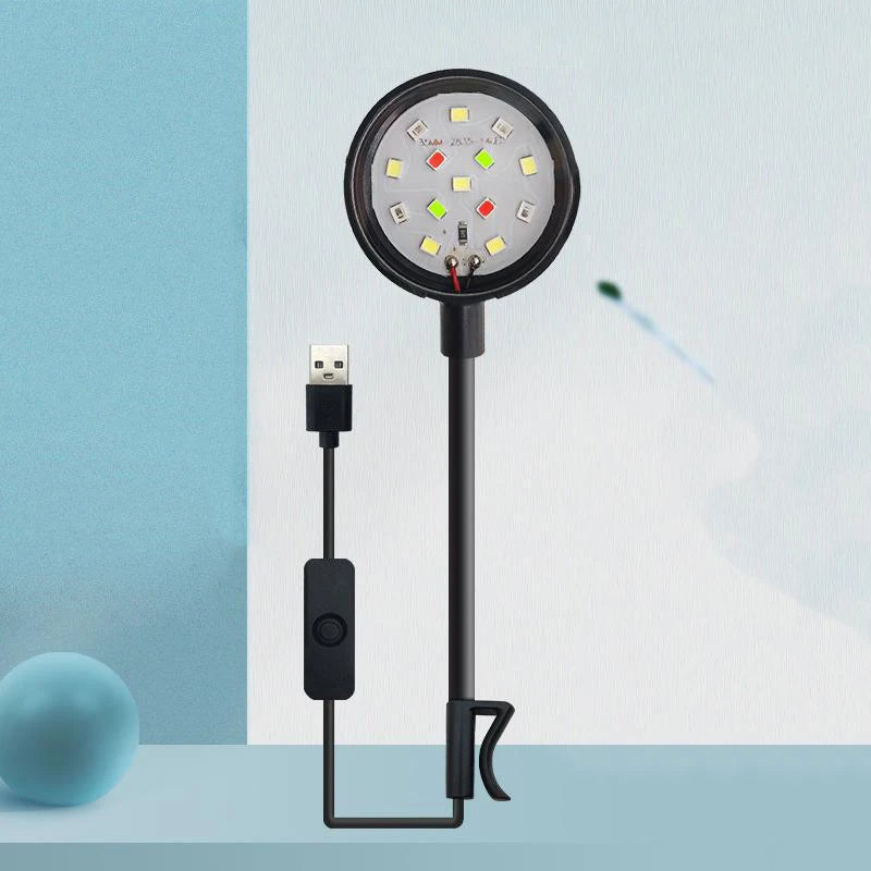 Aquarium Light With Adapter LED Clip On Fish Tank Light, Small Full Spectrum USB Light 360° Rotation Lighting