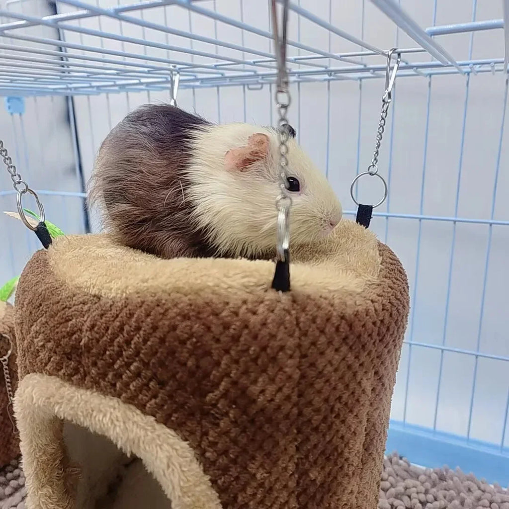 Tree Stump Hamster Hammock – Warm Winter Hanging Nest for Small Pets