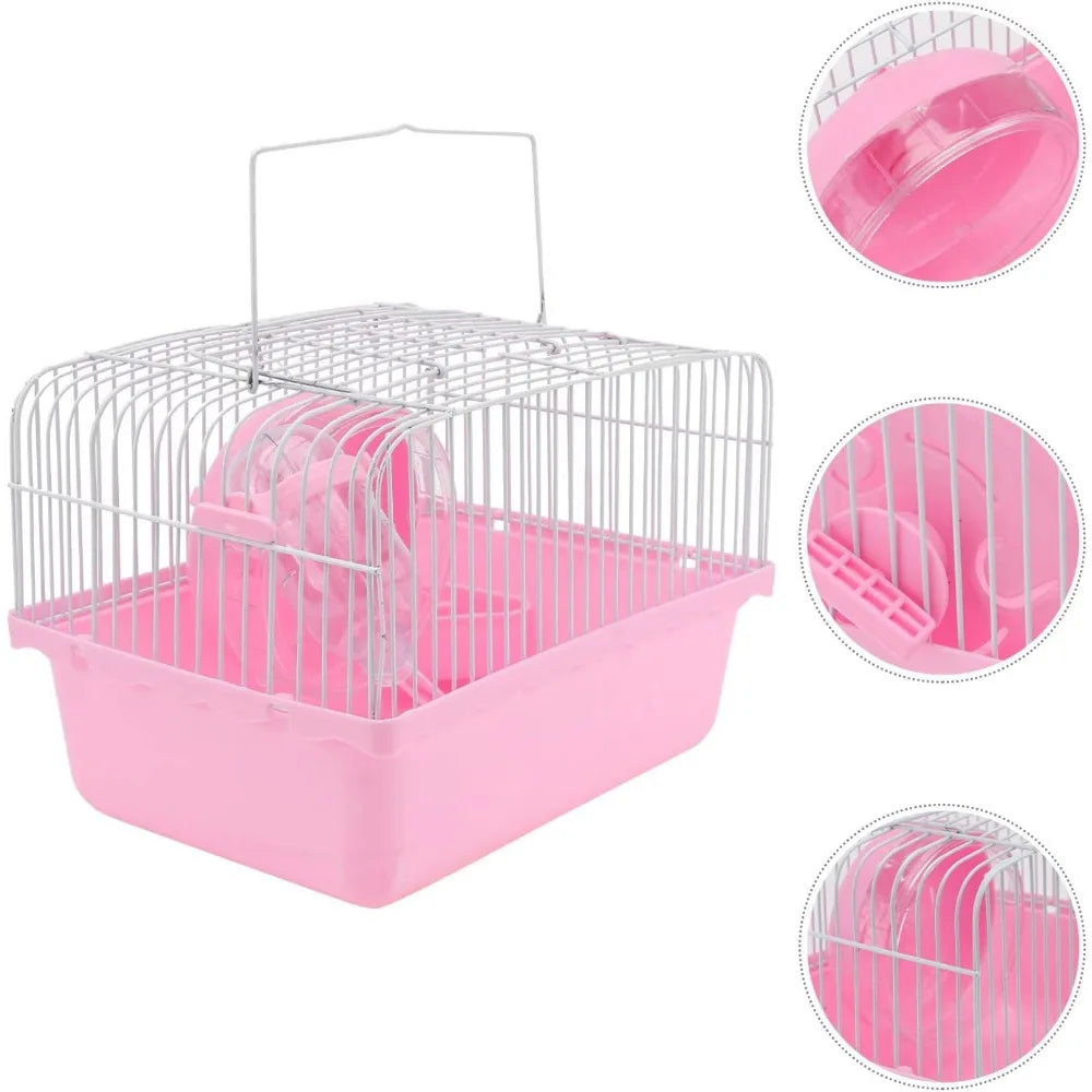 Portable Hamster Travel Cage – All-in-One with Wheel, Water Bottle & Food Bowl