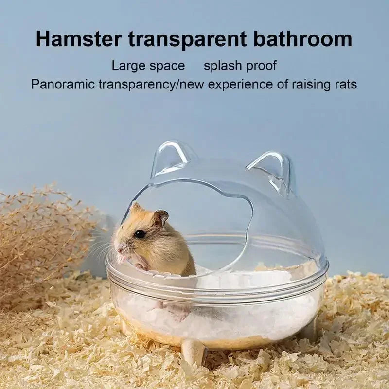 Hamster Sand Bath Container – Fully Transparent Anti-Spill Bathroom for Small Pets
