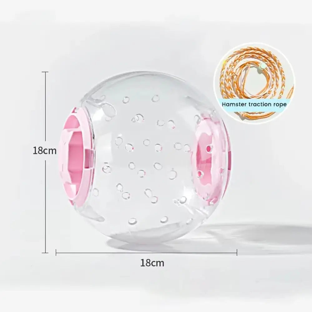 Hamster Exercise Ball – Transparent Running Ball with Traction Rope (14cm / 18cm)