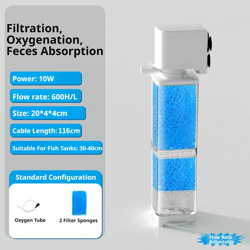 Aquarium Filter Pump Fish Tank Submersible Silent Air Oxygen Aerator Internal Water Pump Aquarium Air Pump Wave Maker 220v