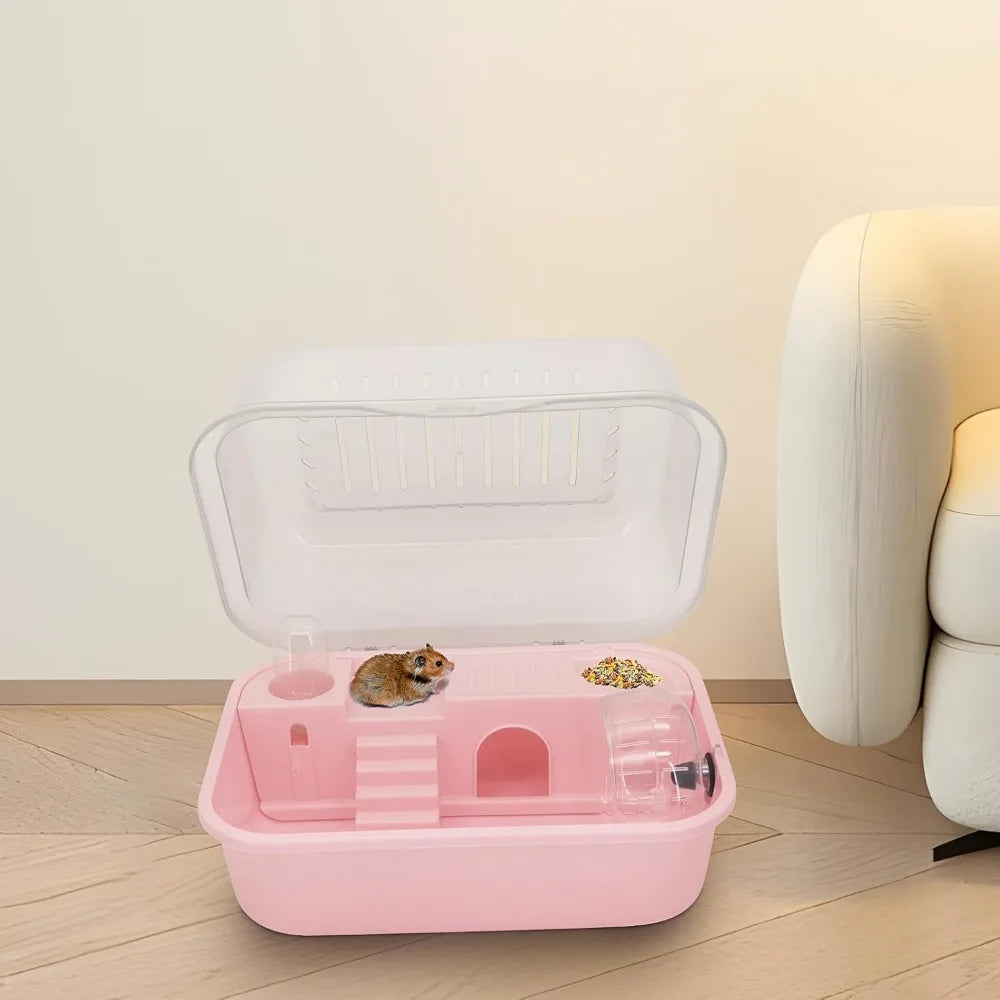 Portable Hamster Travel Cage – All-in-One with Wheel, Water Bottle & Food Bowl