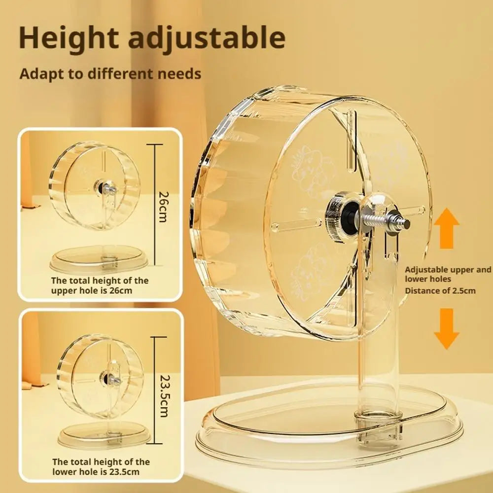 Hamster Silent Running Wheel – Transparent Exercise Toy Easy to Clean (18/21/24 cm)