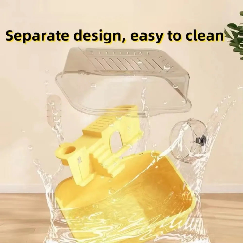 Portable Hamster Travel Cage – All-in-One with Wheel, Water Bottle & Food Bowl