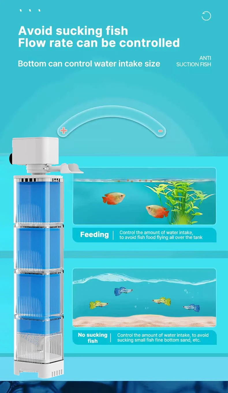 Aquarium Filter Pump Fish Tank Submersible Silent Air Oxygen Aerator Internal Water Pump Aquarium Air Pump Wave Maker 220v