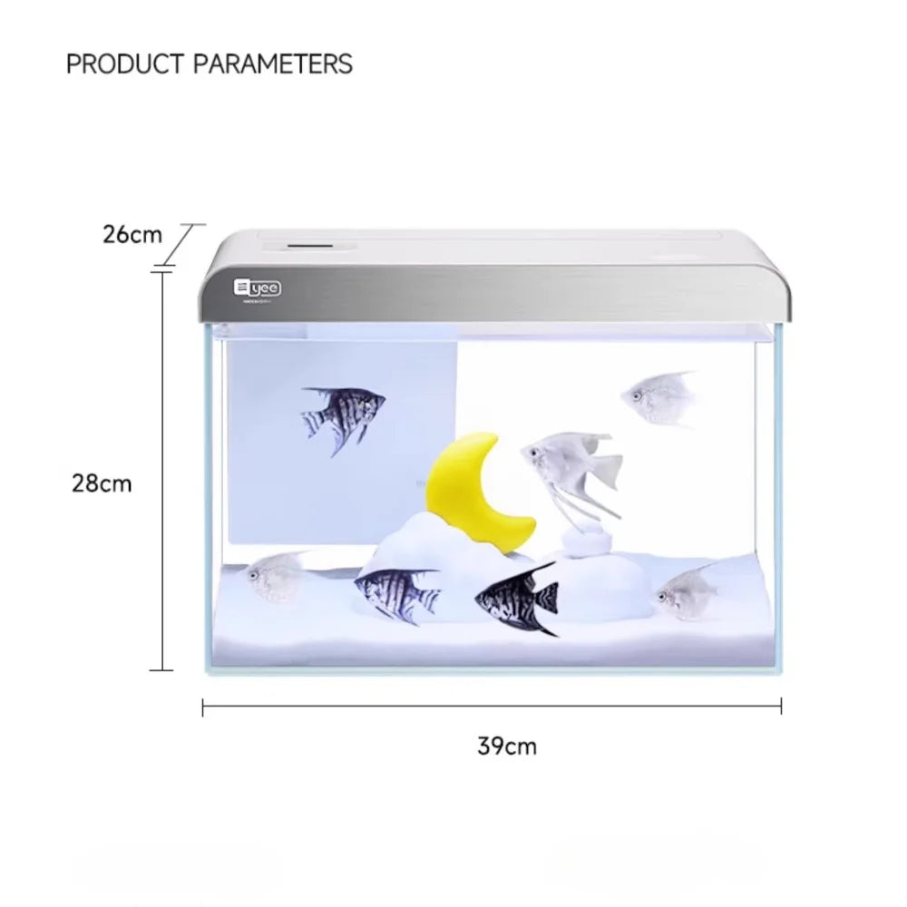 Ultra Clear Glass Desktop Aquarium Eco System Self Circulating for Home Office Living Room Coral Reef Fish Tank