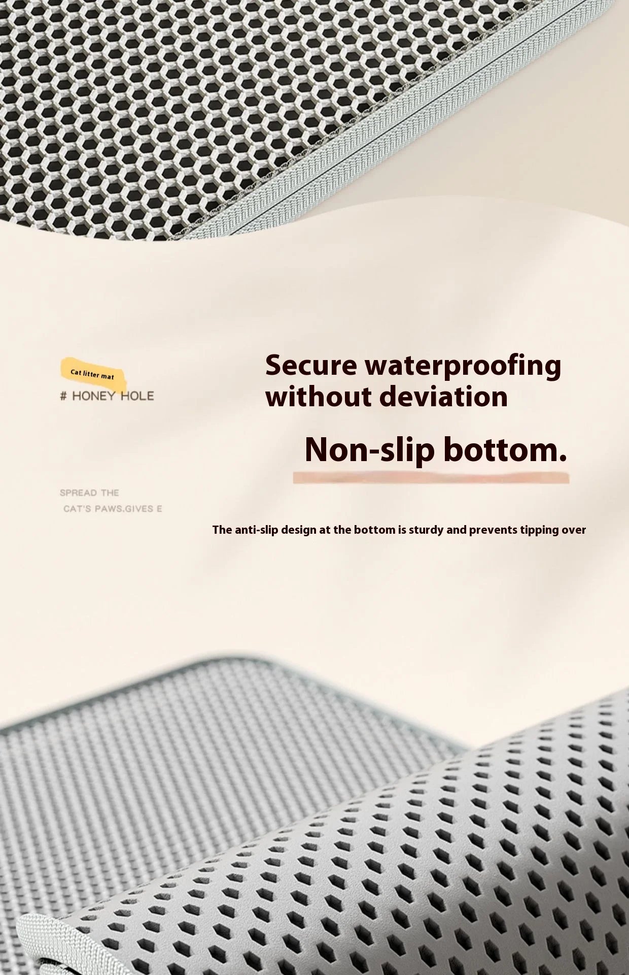 Cat Litter Mat 2-Layer Design Premium Sand Trapping Technology Waterproof Base Non-Slip Pet Floor Protector for Indoor Kittens