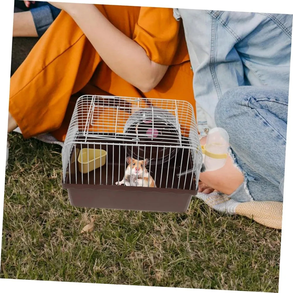 Portable Hamster Travel Cage – All-in-One with Wheel, Water Bottle & Food Bowl