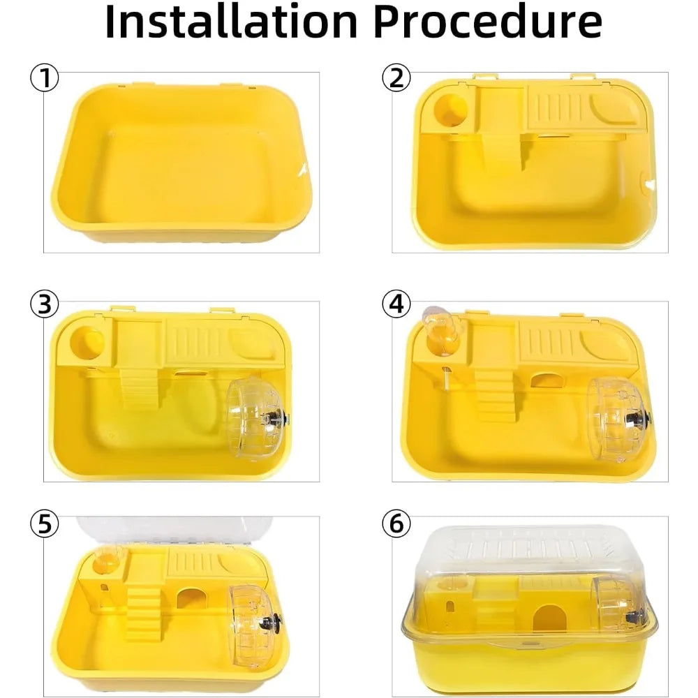 Portable Hamster Travel Cage – All-in-One with Wheel, Water Bottle & Food Bowl