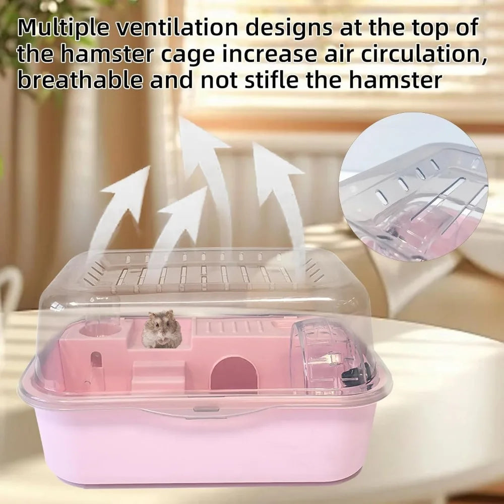 Portable Hamster Travel Cage – All-in-One with Wheel, Water Bottle & Food Bowl