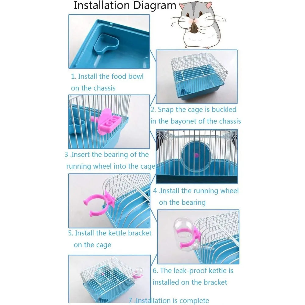 Portable Hamster Travel Cage – All-in-One with Wheel, Water Bottle & Food Bowl