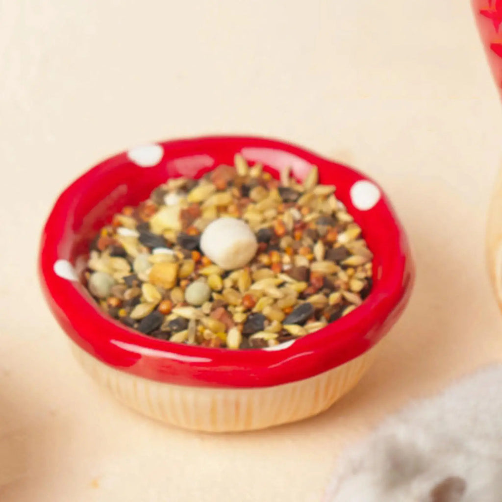 Ceramic Mushroom Hamster House – Hideout Cave & Food Bowl for Small Pets