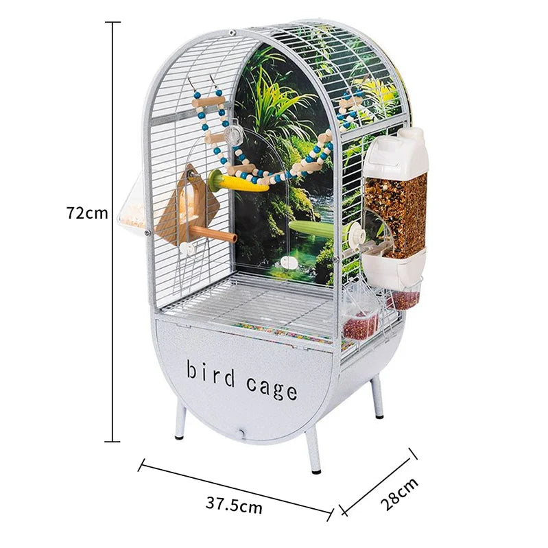 Large Bird Parrot Metal Acrylic Cage Easy Clean Bird-watching Ecological Villa Budgie Parrot Canary Pet Breeding Playground
