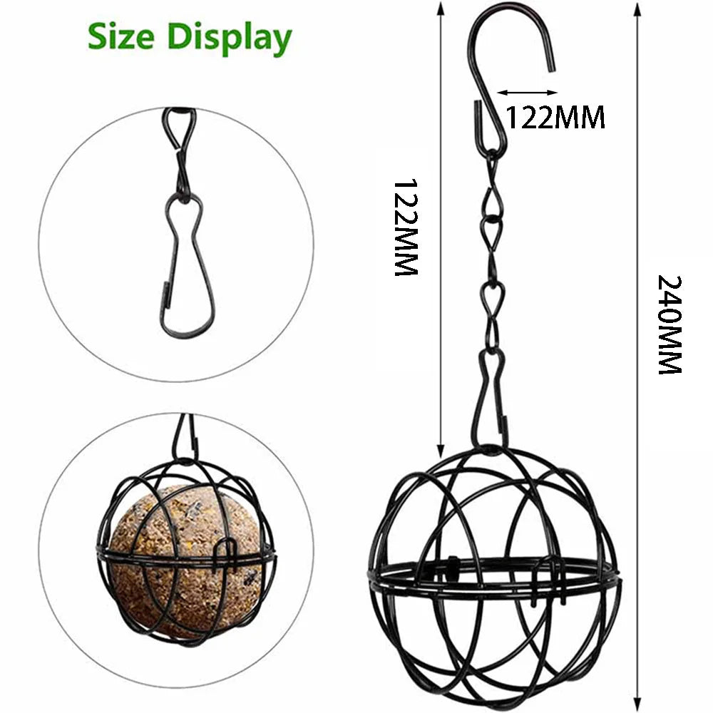 Round Shape Metal Bird Feeders Hanging Bird Food Holders for Attracting Woodpecker Robi