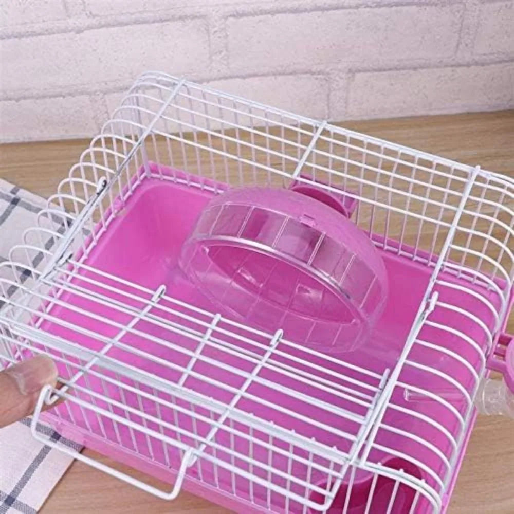 Portable Hamster Travel Cage – All-in-One with Wheel, Water Bottle & Food Bowl