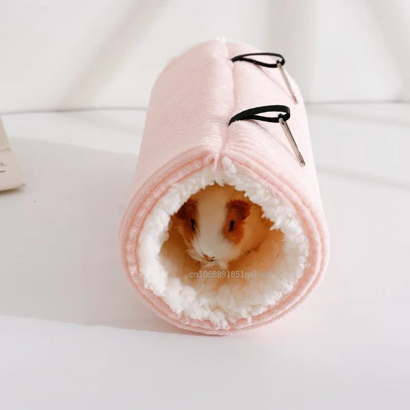 Hamster Plush Tunnel Hammock – Warm Cozy Nest for Small Animals