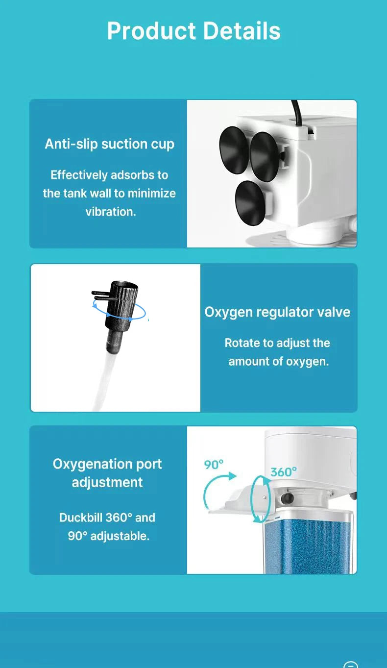 Aquarium Filter Pump Fish Tank Submersible Silent Air Oxygen Aerator Internal Water Pump Aquarium Air Pump Wave Maker 220v