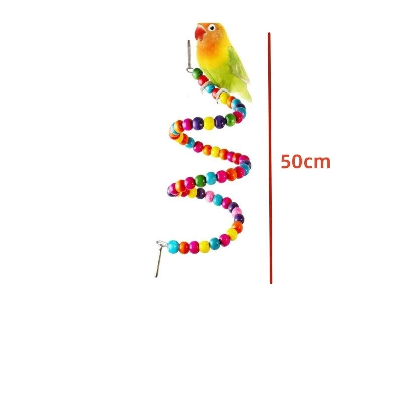 Bird and Parrot Toys Swing BirdCage Decoration Mirror Staircase Wind ChimesBird Accessories Toys for Birds juguetes para pájaros