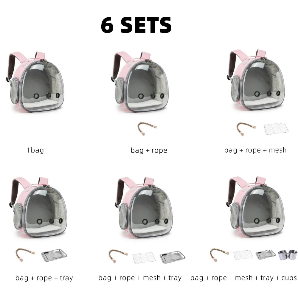Bird Backpack Bird Carrier Travel Bag for Birds ParrotS Small Pet Acrylic Bubble Portable Bird Cage Outdoor Travel Hiking