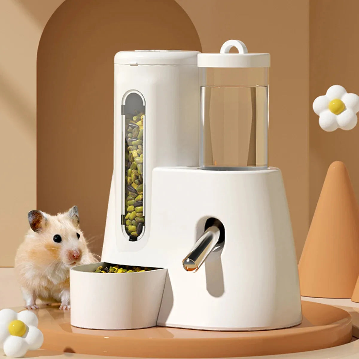 Hamster 2-in-1 Water & Food Dispenser – Automatic Drinking Bottle with Food Bowl