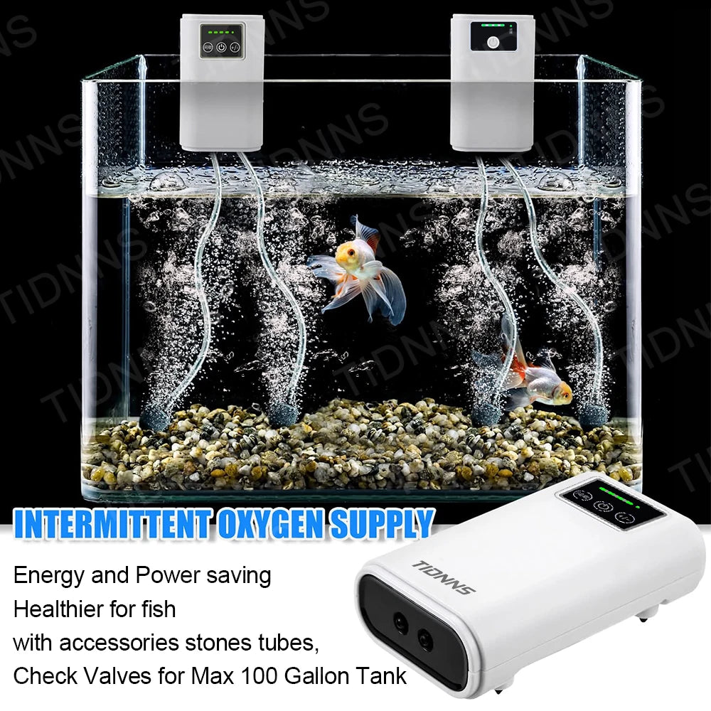 Aquarium Fish Tank Oxygen Pump Charging Dual-Purpose Air Pump Usb Lithium Battery Household Portable Fishing Mute 6000mA Outdoor