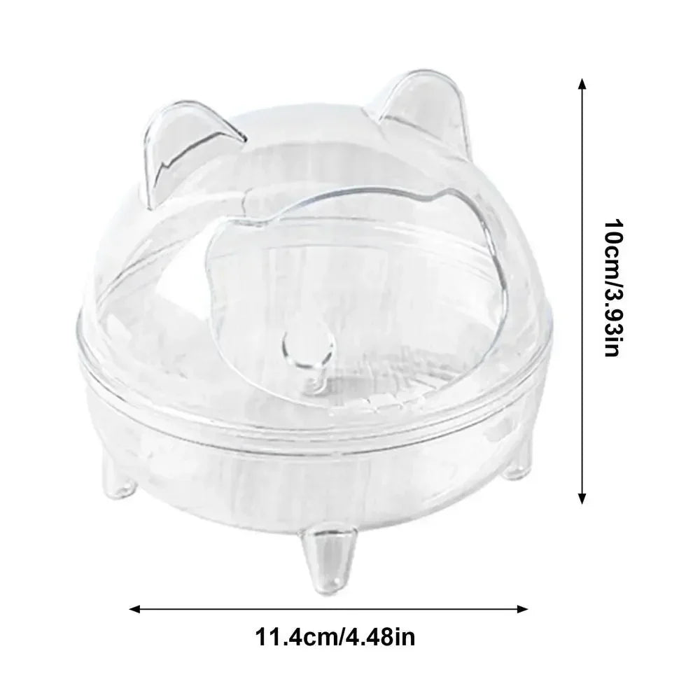 Hamster Sand Bath Container – Fully Transparent Anti-Spill Bathroom for Small Pets
