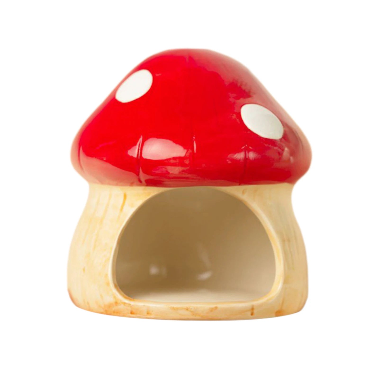 Ceramic Mushroom Hamster House – Hideout Cave & Food Bowl for Small Pets