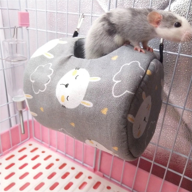 Hamster House Warm Soft Beds And Houses Rodent Cage Printed Hammock for Rats Cotton Guinea Pig Hanging Cage Small Animal