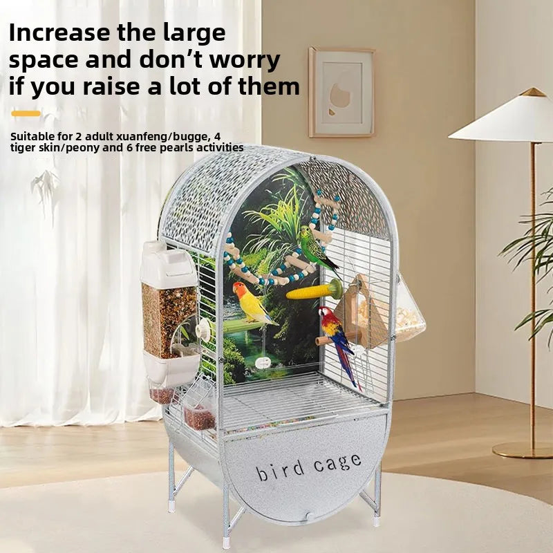 Large Bird Parrot Metal Acrylic Cage Easy Clean Bird-watching Ecological Villa Budgie Parrot Canary Pet Breeding Playground