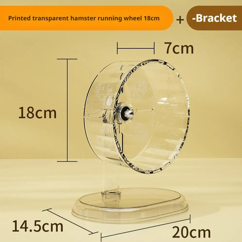 Hamster Silent Running Wheel – Transparent Exercise Toy Easy to Clean (18/21/24 cm)