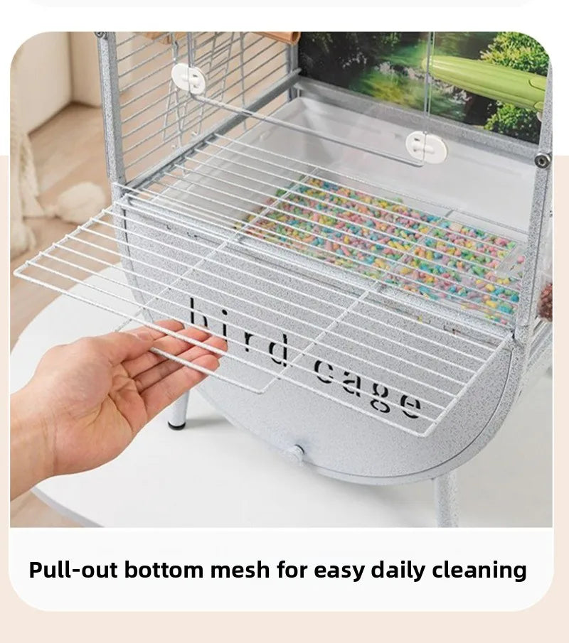 Large Bird Parrot Metal Acrylic Cage Easy Clean Bird-watching Ecological Villa Budgie Parrot Canary Pet Breeding Playground