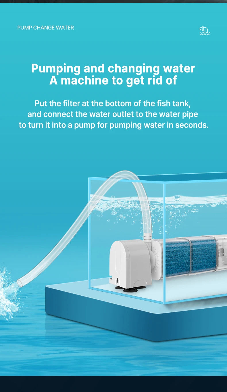Aquarium Filter Pump Fish Tank Submersible Silent Air Oxygen Aerator Internal Water Pump Aquarium Air Pump Wave Maker 220v