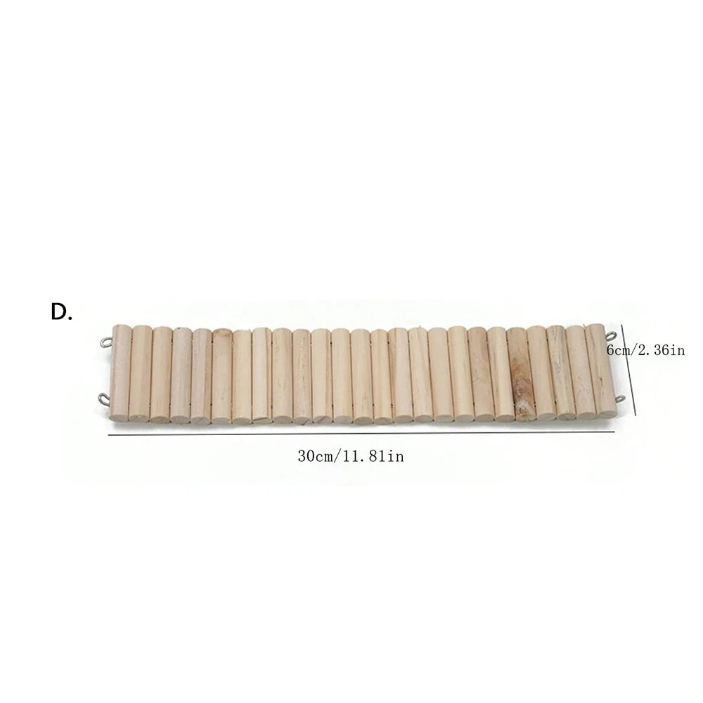 Hamster Wooden Climbing Bridge & Bendable Fence – Cage Accessory for Small Animals