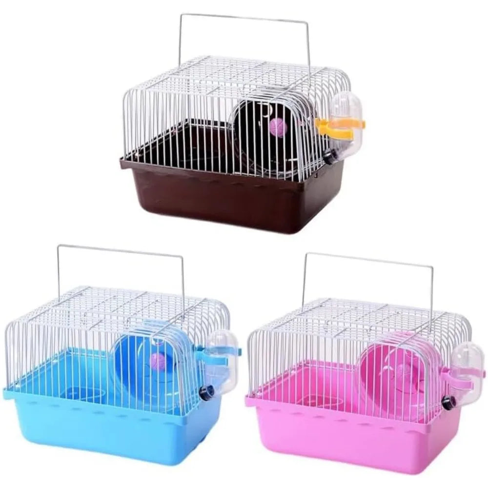 Portable Hamster Travel Cage – All-in-One with Wheel, Water Bottle & Food Bowl