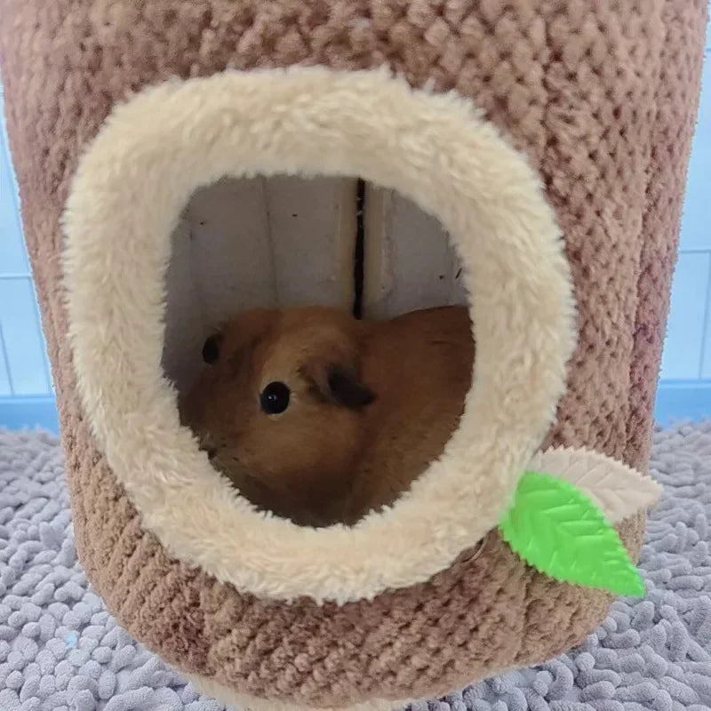 Tree Stump Hamster Hammock – Warm Winter Hanging Nest for Small Pets