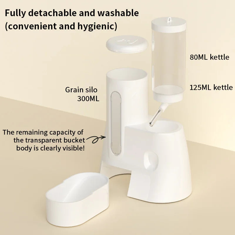 Hamster 2-in-1 Water & Food Dispenser – Automatic Drinking Bottle with Food Bowl
