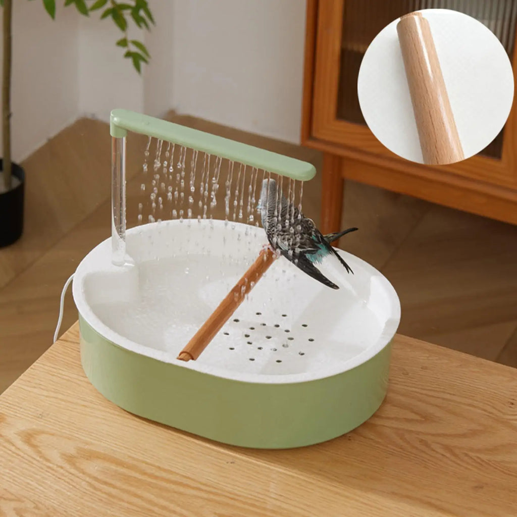 Automatic Bird Cage Bath 26 Hole Circulating Parrot Shower for Cockatiel Budgie Parakeet Lovebird Pet Bird Bathing Clean Happy