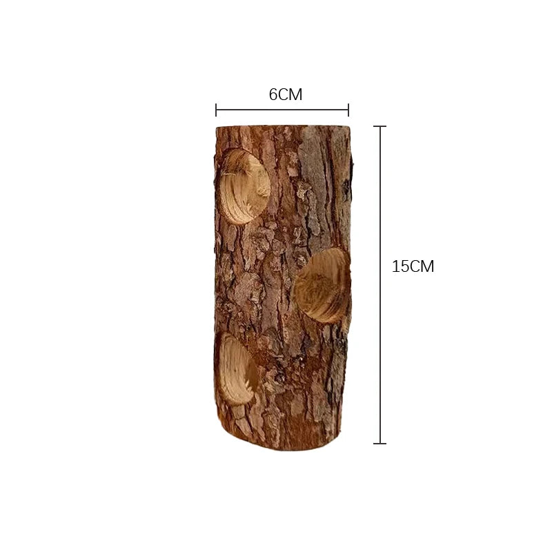 Hamster Wooden Tree Trunk Tunnel – Natural Hideout & Chew Toy for Small Pets